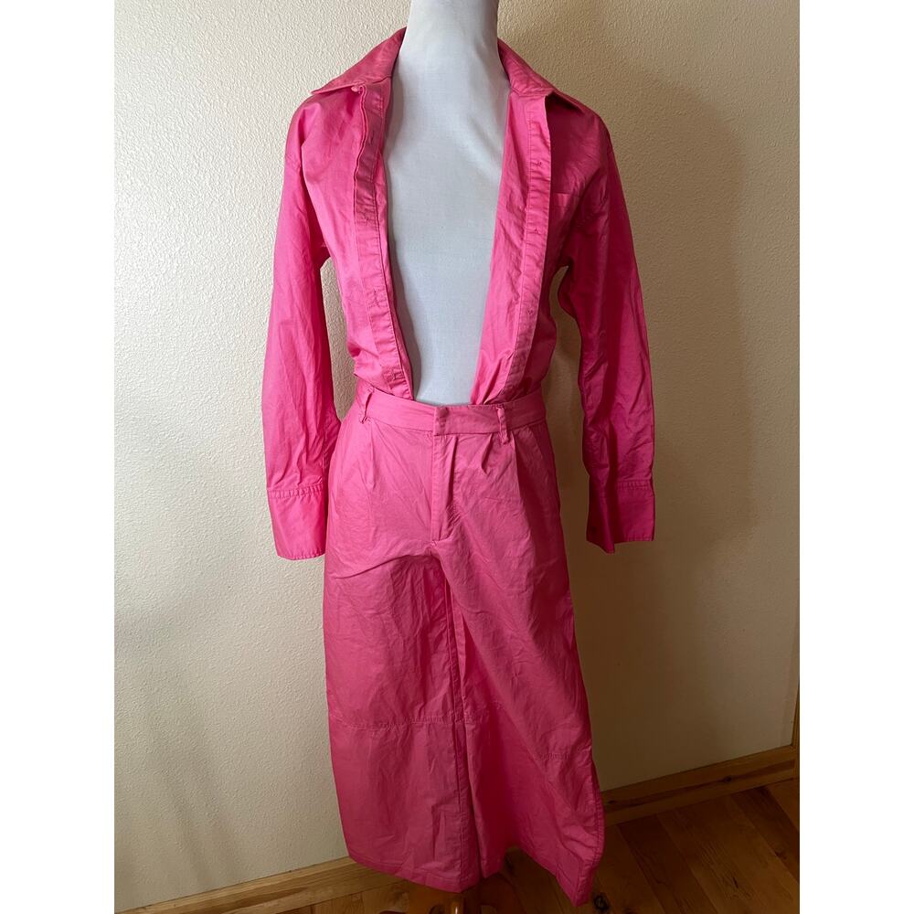 Zara x Barbie Movie pink long sleeve button front jumpsuit WOMENS XS - Picture 3 of 6
